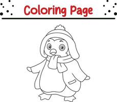 carino pinguino colorazione pagina. contento Natale animale colorazione libro. vettore