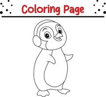 carino pinguino colorazione pagina. contento Natale animale colorazione libro. vettore