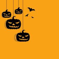 Halloween carta, zucca, diavolo pipistrello, arancia sfondo vettore formato