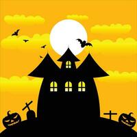 vettore Halloween Festival frequentato Casa strega diavolo zucca pauroso notte pipistrelli e buio di Halloween