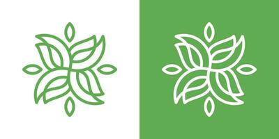 fiore e foglia logo design astratto linea icona vettore illustrazione