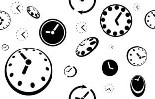 senza soluzione di continuità modello vettore di un' orologio. un' bianca sfondo stoffa modello decorato con orologio icone. perso tempo concetto.