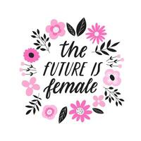 il futuro è femmina. - mano disegnato illustrazione. femminismo citazione lettering fatto nel vettore. donna motivazionale slogan. iscrizione per t camicie, manifesti, carte. vettore