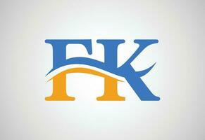 alfabeti fk lettera logo design con creativo cartello, vettore illustrazione