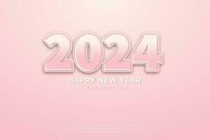 contento nuovo anno 2024 celebrazione con unico numero per manifesto e calendario. vettore