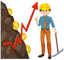 Lavoratore con Coin Mining vettore