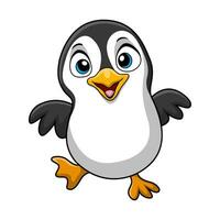 simpatico cartone animato pinguino su sfondo bianco vettore