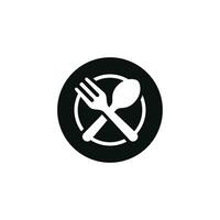 ristorante icona isolato su bianca sfondo. forchetta, cucchiaio, e piatto icona vettore