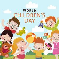 mondo figli di giorno mano disegnato piatto mondo figli di giorno illustrazione3 vettore