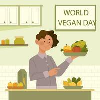 vettore piatto illustrazione per mondo vegano giorno celebrazione
