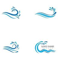 spruzzi d'acqua, simbolo dell'onda e modello di logo dell'icona