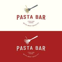 italiano spaghetti logo modello design con forchetta e pasta. logo per ristorante, attività commerciale e culinario. vettore