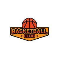 pallacanestro club logo design modello con emblema per sport squadra pallacanestro vettore