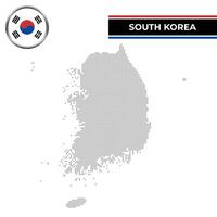 tratteggiata carta geografica di Sud Corea con circolare bandiera vettore