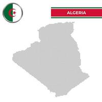 tratteggiata carta geografica di algeria con circolare bandiera vettore