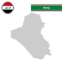 tratteggiata carta geografica di Iraq con circolare bandiera vettore