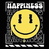 graffiti Sorridi emoticon strada indossare illustrazione con slogan felicità vettore