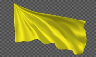 realistico giallo bandiera volante su grigio scacchi sfondo vettore