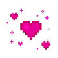 cuore scintillante pixel impostare, vettore scintillante pixel impostare, cuore pixel arte, luminosa rosa scintillante pixel