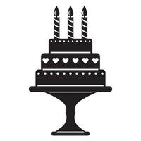 un' torta con candele su un' In piedi, un' festivo dolce. nero silhouette. vettore illustrazione, icona.