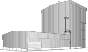 3d illustrazione di industriale edificio vettore