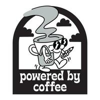 mano disegnato caffè portafortuna badge cartone animato illustrazione vettore