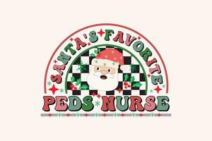Babbo Natale preferito infermieri Natale retrò tipografia maglietta design vettore