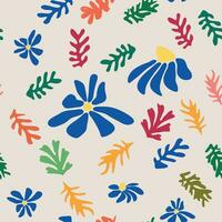 blu matisse floreale modello, storto le foglie e rosso fiori. vettore