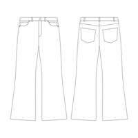 modello bootcut pantaloni vettore illustrazione piatto design schema capi di abbigliamento collezione