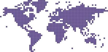 mappa del mondo di forma quadrata viola su sfondo bianco vettore