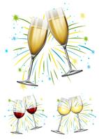 Bicchieri di vino e bicchieri di champagne vettore