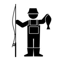 bastone figura e bastone uomo vettore silhouette illustrazione, pescatore pesca.