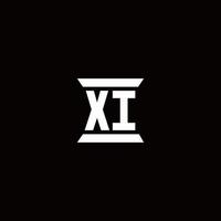 xi logo monogramma con modello di design a forma di pilastro vettore