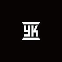yk logo monogramma con modello di design a forma di pilastro vettore