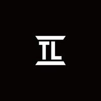 tl logo monogramma con modello di design a forma di pilastro vettore