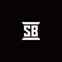monogramma logo sb con modello di design a forma di pilastro vettore