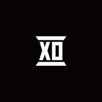xo logo monogramma con modello di design a forma di pilastro vettore