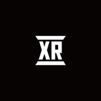 xr logo monogramma con modello di design a forma di pilastro vettore