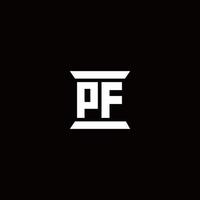 pf logo monogramma con modello di design a forma di pilastro vettore