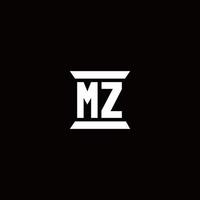 mz logo monogramma con modello di design a forma di pilastro vettore