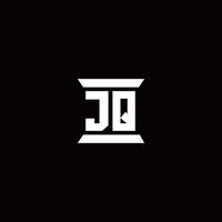 jq logo monogramma con modello di design a forma di pilastro vettore