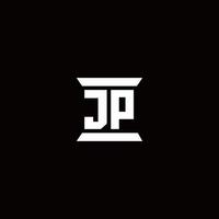 jp logo monogramma con modello di design a forma di pilastro vettore