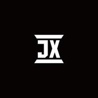 jx logo monogramma con modello di design a forma di pilastro vettore