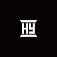 hy logo monogramma con modello di design a forma di pilastro vettore