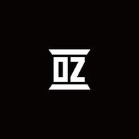 oz logo monogramma con modello di design a forma di pilastro vettore