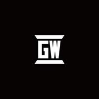 gw logo monogramma con modello di design a forma di pilastro vettore