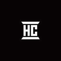 hc logo monogramma con modello di design a forma di pilastro vettore