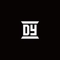 dy logo monogramma con modello di design a forma di pilastro vettore