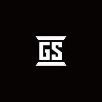 monogramma logo gs con modello di design a forma di pilastro vettore