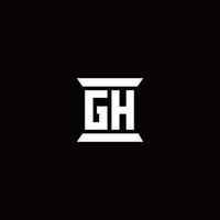 gh logo monogramma con modello di design a forma di pilastro vettore